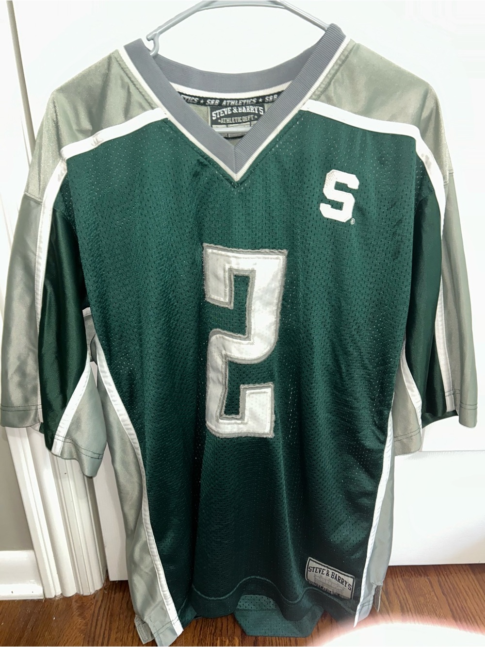Steve & Barry's Green and Silver Football Jersey with Number 2